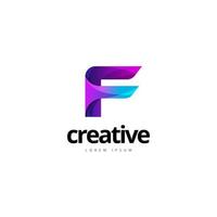 logo de la lettre f créative colorée à la mode dynamique vecteur