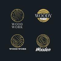 collection de conception de logo de motif en bois de forme ronde simple vecteur