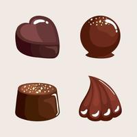 quatre produits de chocolat vecteur