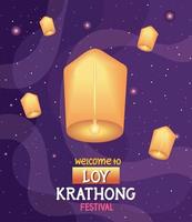 carte du festival loy krathong vecteur