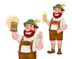 homme en vêtements bavarois. fête de la bière oktoberfest vecteur