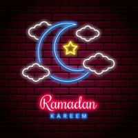 fond de ramadan kareem avec style néon. illustration vectorielle vecteur