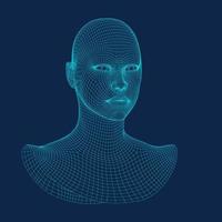 un cerveau numérique. notion d'intelligence artificielle. tête humaine dans l'interprétation de l'ordinateur numérique robot. concept de tête. vecteur