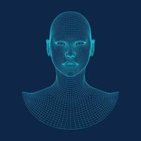 un cerveau numérique. notion d'intelligence artificielle. tête humaine dans l'interprétation de l'ordinateur numérique robot. concept de tête. vecteur