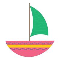 bateau coloré pour enfants avec voiles. illustration vectorielle. vecteur