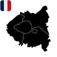 carte des subdivisions des départements de paris, des hauts-de-seine, seine-saint-denis et du val-de-marne, france. illustration vectorielle. vecteur