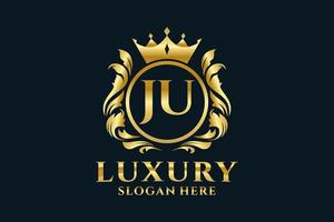 modèle de logo de luxe royal lettre ju initial dans l'art vectoriel pour les projets de marque luxueux et autres illustrations vectorielles.
