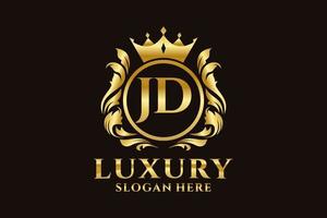 modèle de logo de luxe royal lettre jd initial dans l'art vectoriel pour les projets de marque luxueux et autres illustrations vectorielles.