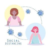 distance sociale des personnages pour prévenir l'infection virale vecteur