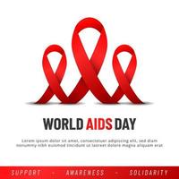 affiche de la journée mondiale du sida. aide le ruban rouge de sensibilisation. illustration vectorielle. vecteur