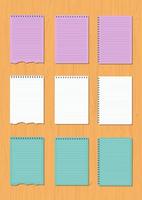 ensemble de papiers pour cahiers de différentes couleurs vecteur