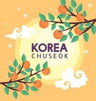 affiche de lettrage chuseok corée vecteur