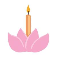 loy krathong lotus avec bougie vecteur