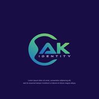 ak lettre initiale ligne circulaire modèle de logo vecteur avec dégradé de couleur