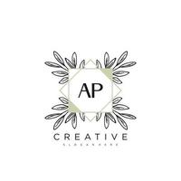 ap lettre initiale fleur logo modèle vecteur art vectoriel premium