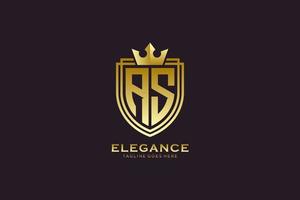 initiale en tant qu'élégant logo monogramme de luxe ou modèle de badge avec volutes et couronne royale - parfait pour les projets de marque de luxe vecteur