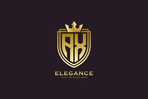 modèle de logo ou d'insigne de monogramme de luxe élégant de hache initiale avec volutes et couronne royale - parfait pour les projets de marque de luxe vecteur