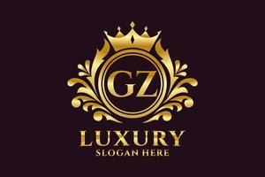 modèle initial de logo de luxe royal de lettre gz dans l'art vectoriel pour des projets de marque luxueux et d'autres illustrations vectorielles.