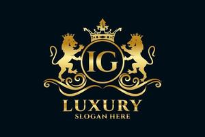 modèle de logo de luxe royal lion lettre initiale ig dans l'art vectoriel pour les projets de marque de luxe et autres illustrations vectorielles.