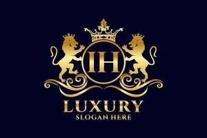 modèle de logo de luxe royal lion lettre initiale ih dans l'art vectoriel pour les projets de marque luxueux et autres illustrations vectorielles.