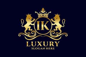 modèle de logo de luxe royal lion lettre initiale ik dans l'art vectoriel pour les projets de marque de luxe et autres illustrations vectorielles.