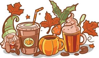 automne gnome de café automne action de grâces vecteur