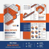 immobilier moderne, construction, modèle de conception de brochure à trois volets pour entreprise de vente à domicile vecteur