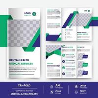 modèle de brochure à trois volets médicaux et de soins de santé clinique moderne, rapport annuel et conception de la page de garde vecteur