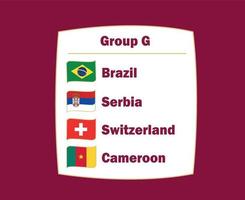 suisse brésil serbie et cameroun drapeau ruban pays groupe g symbole conception football final vecteur équipes de football illustration