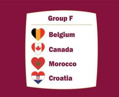 belgique canada croatie et maroc drapeau cœur pays groupe f symbole conception football final vecteur équipes de football illustration