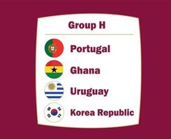 portugal corée du sud uruguay et ghana drapeau emblème pays groupe h symbole conception football final vecteur équipes de football illustration