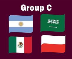 argentine pologne mexique et arabie saoudite drapeau ruban groupe c symbole conception football final vecteur pays équipes de football illustration