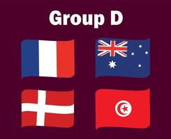 france danemark australie et tunisie drapeau ruban groupe d symbole conception football final vecteur pays équipes de football illustration