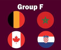 belgique canada croatie et maroc drapeau emblème groupe f symbole conception football final vecteur pays équipes de football illustration