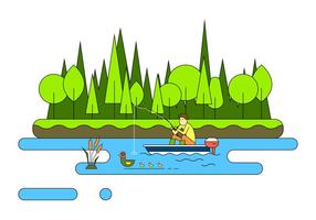 Illustration de la pêche au lac vecteur