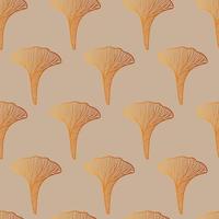 motif floral sans couture avec feuille de ginkgo doré. modèle d'impression de tissu botanique. contour vectoriel illustration dessinée à la main.