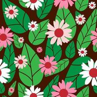 motif floral sans couture. modèle d'impression de tissu botanique. illustration vectorielle avec des fleurs de camomille et des feuilles vertes. vecteur