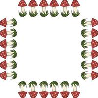 cadre carré avec amanita muscaria dessinée à la main sur fond blanc. image vectorielle. vecteur