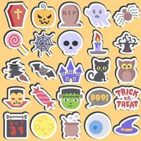 autocollant définir des éléments d'halloween. bon pour les impressions, les dépliants, les affiches, la publicité, le logo, la décoration de fête, la carte de voeux, etc. vecteur