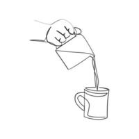 illustration vectorielle de café dessinée dans le style d'art en ligne vecteur