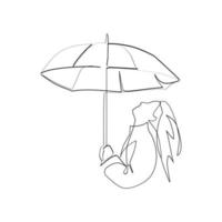 illustration vectorielle de femme avec parapluie dessinée dans un style d'art en ligne vecteur