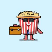 personnage d'homme d'affaires de pop-corn de dessin animé mignon vecteur