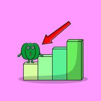 cactus mignon homme d'affaires avec un graphique d'inflation vecteur