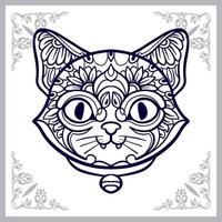 Tête de chat mandala arts isolé sur fond blanc vecteur