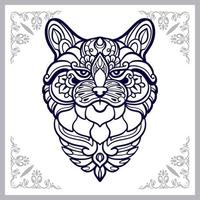 Tête de chat mandala arts isolé sur fond blanc vecteur