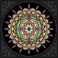 arts de mandala de cercle coloré isolés sur fond noir. vecteur