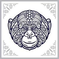 Tête de singe arts du mandala isolé sur fond blanc vecteur