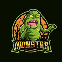 illustration de logo de mascotte de dessin animé de monstre vecteur