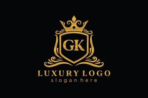 modèle initial de logo de luxe royal de lettre gk dans l'art vectoriel pour le restaurant, la royauté, la boutique, le café, l'hôtel, l'héraldique, les bijoux, la mode et d'autres illustrations vectorielles.
