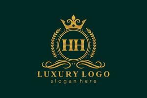 modèle de logo de luxe royal hh lettre initiale en art vectoriel pour restaurant, royauté, boutique, café, hôtel, héraldique, bijoux, mode et autres illustrations vectorielles.
